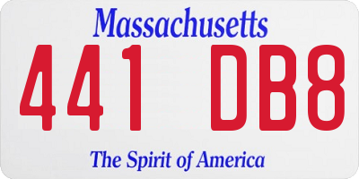 MA license plate 441DB8