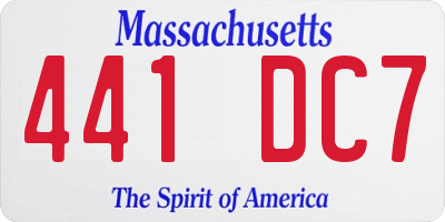MA license plate 441DC7