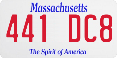 MA license plate 441DC8