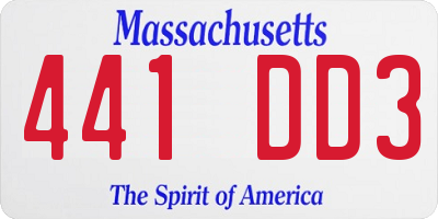 MA license plate 441DD3