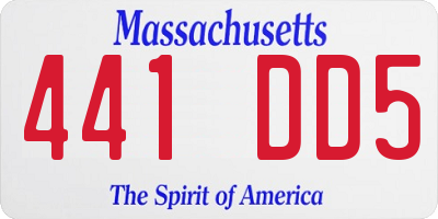 MA license plate 441DD5