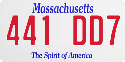MA license plate 441DD7