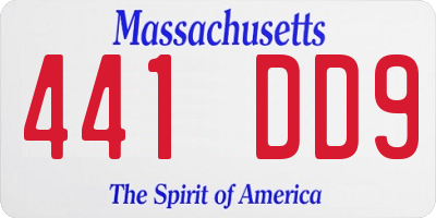 MA license plate 441DD9