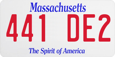 MA license plate 441DE2