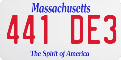 MA license plate 441DE3