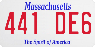 MA license plate 441DE6