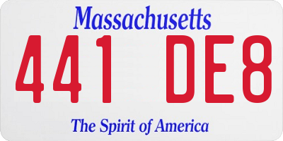 MA license plate 441DE8