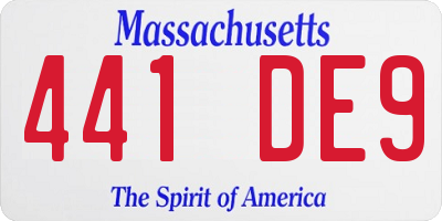 MA license plate 441DE9