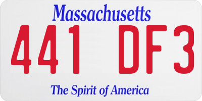 MA license plate 441DF3
