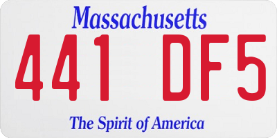 MA license plate 441DF5
