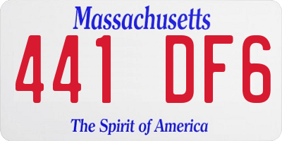 MA license plate 441DF6