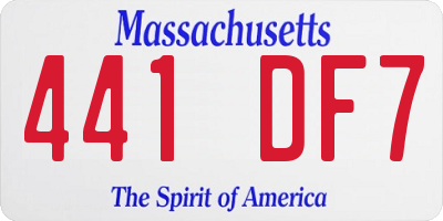 MA license plate 441DF7