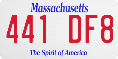 MA license plate 441DF8