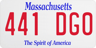 MA license plate 441DG0