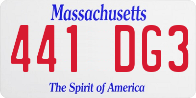 MA license plate 441DG3