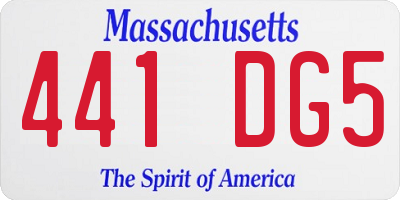 MA license plate 441DG5