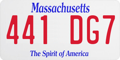 MA license plate 441DG7