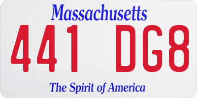 MA license plate 441DG8