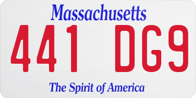 MA license plate 441DG9