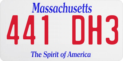 MA license plate 441DH3