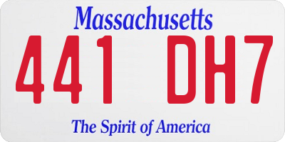 MA license plate 441DH7