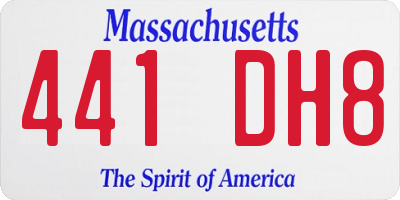 MA license plate 441DH8