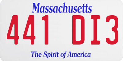 MA license plate 441DI3