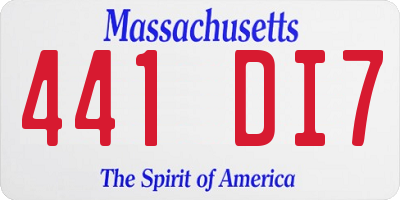 MA license plate 441DI7