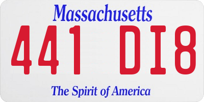 MA license plate 441DI8