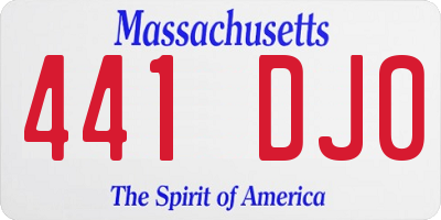 MA license plate 441DJ0