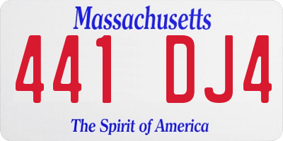 MA license plate 441DJ4
