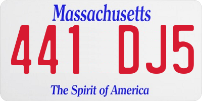 MA license plate 441DJ5