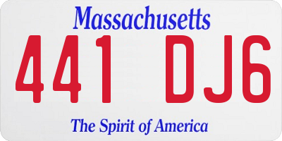 MA license plate 441DJ6