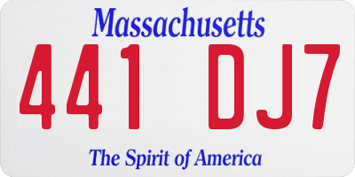 MA license plate 441DJ7