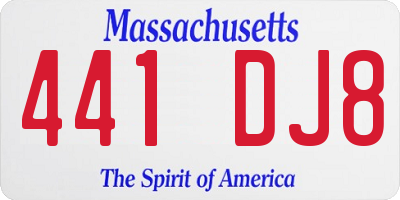 MA license plate 441DJ8