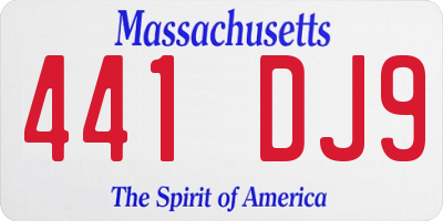 MA license plate 441DJ9