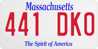MA license plate 441DK0