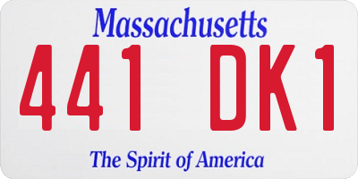 MA license plate 441DK1