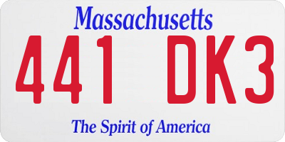 MA license plate 441DK3