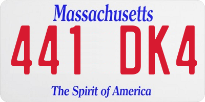 MA license plate 441DK4
