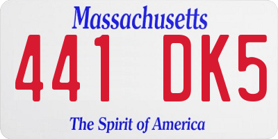 MA license plate 441DK5