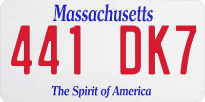 MA license plate 441DK7