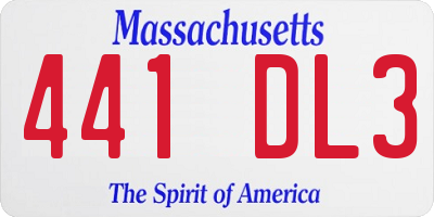 MA license plate 441DL3