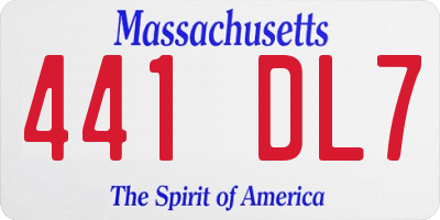 MA license plate 441DL7