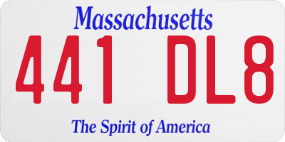 MA license plate 441DL8