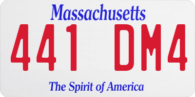 MA license plate 441DM4