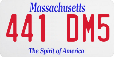 MA license plate 441DM5