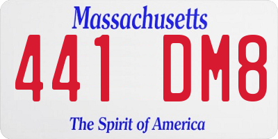 MA license plate 441DM8
