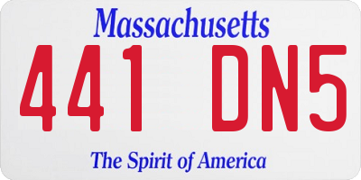 MA license plate 441DN5