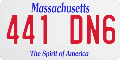 MA license plate 441DN6